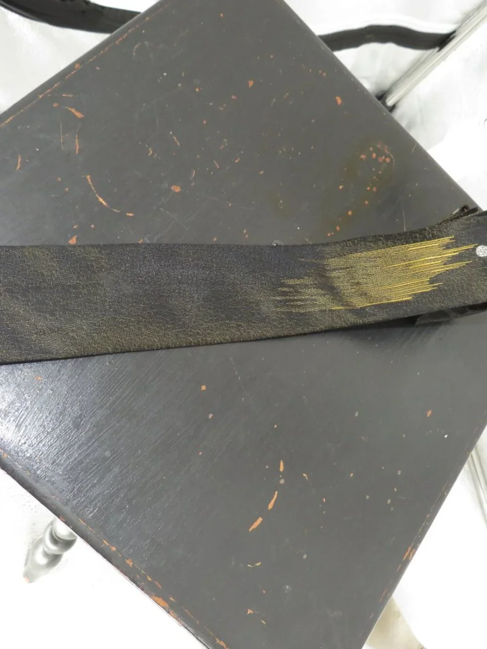 Vintage 1950s Archdale Neck Tie Black Gold Skinny Brocade Metallic 2 Inch